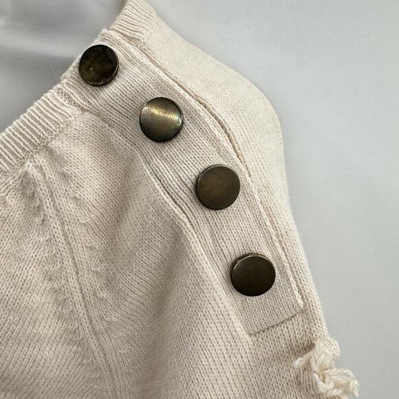 ottod'Ame Wool Blend Fringe Detail Sweater Sz 8 Beige Relaxed Boho Quiet Luxury - Picture 5 of 12